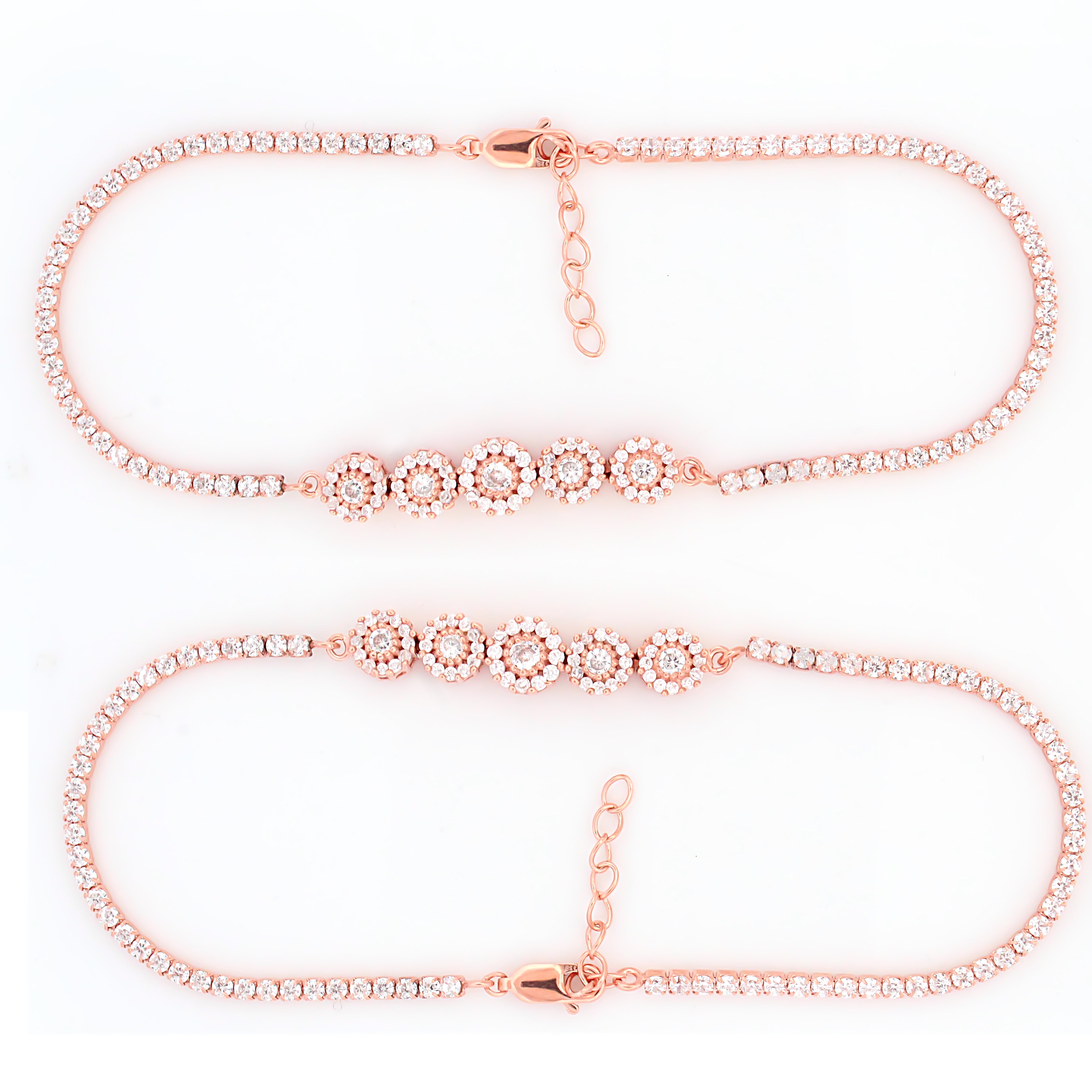 Weamons Rose gold plated anklets 925 sterling silver hallmarks certificate  silver anklets
